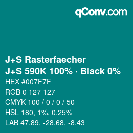 Code couleur: J+S Rasterfaecher - J+S 590K 100% · Black 0% | qconv.com