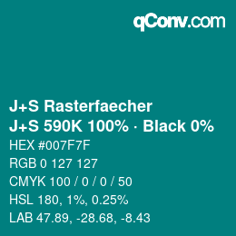 Color code: J+S Rasterfaecher - J+S 590K 100% · Black 0% | qconv.com