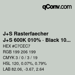 Farbcode: J+S Rasterfaecher - J+S 600K 010% · Black 10% | qconv.com