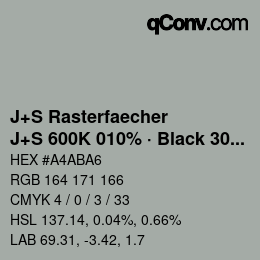 Farbcode: J+S Rasterfaecher - J+S 600K 010% · Black 30% | qconv.com