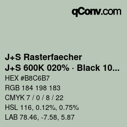 カラーコード: J+S Rasterfaecher - J+S 600K 020% · Black 10% | qconv.com