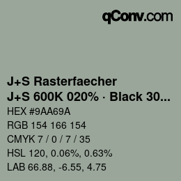 Farbcode: J+S Rasterfaecher - J+S 600K 020% · Black 30% | qconv.com