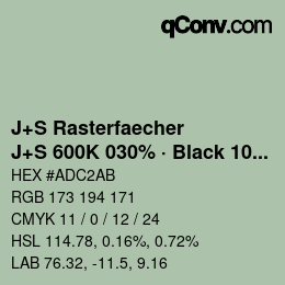 Code couleur: J+S Rasterfaecher - J+S 600K 030% · Black 10% | qconv.com