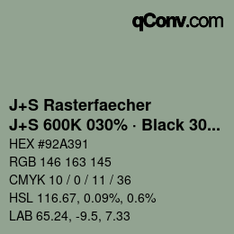 Code couleur: J+S Rasterfaecher - J+S 600K 030% · Black 30% | qconv.com