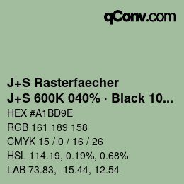 カラーコード: J+S Rasterfaecher - J+S 600K 040% · Black 10% | qconv.com