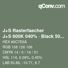 Color code: J+S Rasterfaecher - J+S 600K 040% · Black 50% | qconv.com