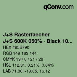 Code couleur: J+S Rasterfaecher - J+S 600K 050% · Black 10% | qconv.com