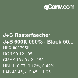Farbcode: J+S Rasterfaecher - J+S 600K 050% · Black 50% | qconv.com