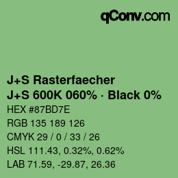Code couleur: J+S Rasterfaecher - J+S 600K 060% · Black 0% | qconv.com