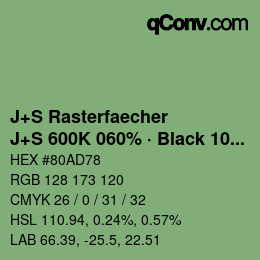 Color code: J+S Rasterfaecher - J+S 600K 060% · Black 10% | qconv.com