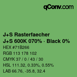 Farbcode: J+S Rasterfaecher - J+S 600K 070% · Black 0% | qconv.com