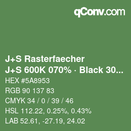 Code couleur: J+S Rasterfaecher - J+S 600K 070% · Black 30% | qconv.com