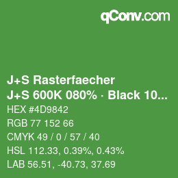 カラーコード: J+S Rasterfaecher - J+S 600K 080% · Black 10% | qconv.com