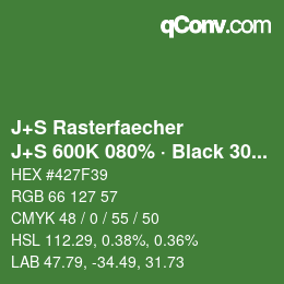 Code couleur: J+S Rasterfaecher - J+S 600K 080% · Black 30% | qconv.com
