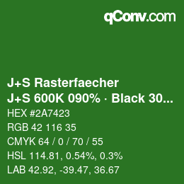 カラーコード: J+S Rasterfaecher - J+S 600K 090% · Black 30% | qconv.com