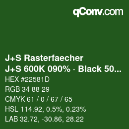 Farbcode: J+S Rasterfaecher - J+S 600K 090% · Black 50% | qconv.com