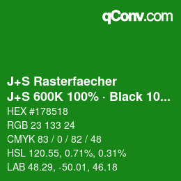 Farbcode: J+S Rasterfaecher - J+S 600K 100% · Black 10% | qconv.com