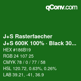 Code couleur: J+S Rasterfaecher - J+S 600K 100% · Black 30% | qconv.com