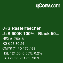 Farbcode: J+S Rasterfaecher - J+S 600K 100% · Black 50% | qconv.com
