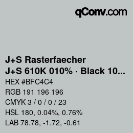 Color code: J+S Rasterfaecher - J+S 610K 010% · Black 10% | qconv.com