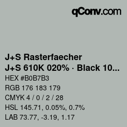 Farbcode: J+S Rasterfaecher - J+S 610K 020% · Black 10% | qconv.com