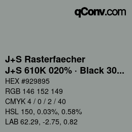 Farbcode: J+S Rasterfaecher - J+S 610K 020% · Black 30% | qconv.com