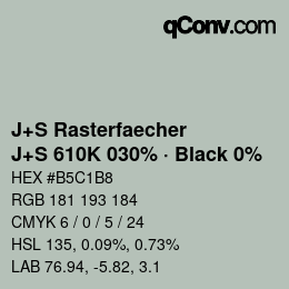 Farbcode: J+S Rasterfaecher - J+S 610K 030% · Black 0% | qconv.com