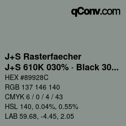 Farbcode: J+S Rasterfaecher - J+S 610K 030% · Black 30% | qconv.com