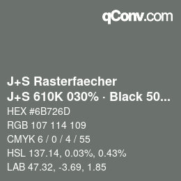 カラーコード: J+S Rasterfaecher - J+S 610K 030% · Black 50% | qconv.com