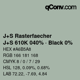 Code couleur: J+S Rasterfaecher - J+S 610K 040% · Black 0% | qconv.com