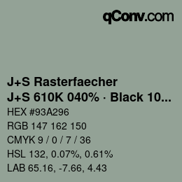 Farbcode: J+S Rasterfaecher - J+S 610K 040% · Black 10% | qconv.com