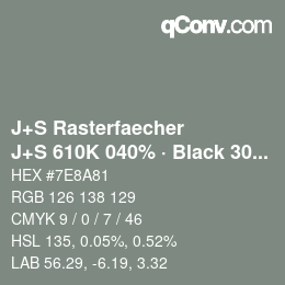 カラーコード: J+S Rasterfaecher - J+S 610K 040% · Black 30% | qconv.com