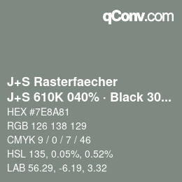 Color code: J+S Rasterfaecher - J+S 610K 040% · Black 30% | qconv.com