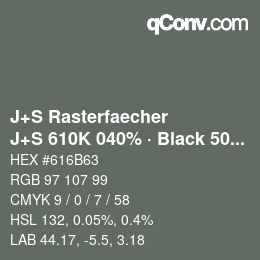 Farbcode: J+S Rasterfaecher - J+S 610K 040% · Black 50% | qconv.com