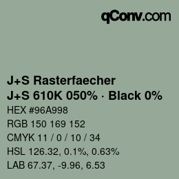 Farbcode: J+S Rasterfaecher - J+S 610K 050% · Black 0% | qconv.com
