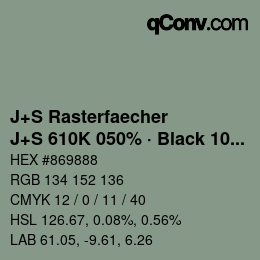 Farbcode: J+S Rasterfaecher - J+S 610K 050% · Black 10% | qconv.com