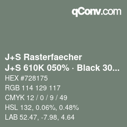 Code couleur: J+S Rasterfaecher - J+S 610K 050% · Black 30% | qconv.com