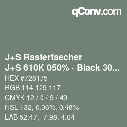 Color code: J+S Rasterfaecher - J+S 610K 050% · Black 30% | qconv.com