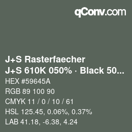 Code couleur: J+S Rasterfaecher - J+S 610K 050% · Black 50% | qconv.com