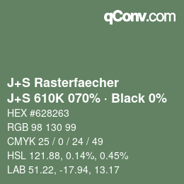 Farbcode: J+S Rasterfaecher - J+S 610K 070% · Black 0% | qconv.com