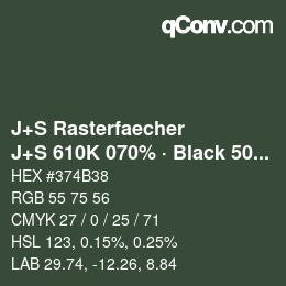 Farbcode: J+S Rasterfaecher - J+S 610K 070% · Black 50% | qconv.com
