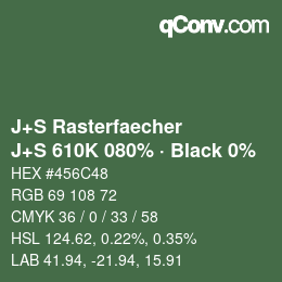 Farbcode: J+S Rasterfaecher - J+S 610K 080% · Black 0% | qconv.com