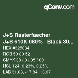 Farbcode: J+S Rasterfaecher - J+S 610K 080% · Black 30% | qconv.com