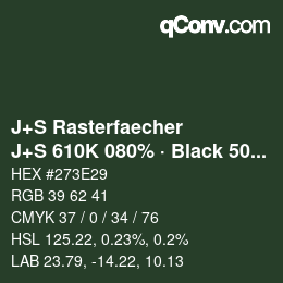 Code couleur: J+S Rasterfaecher - J+S 610K 080% · Black 50% | qconv.com
