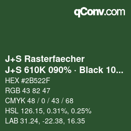 カラーコード: J+S Rasterfaecher - J+S 610K 090% · Black 10% | qconv.com