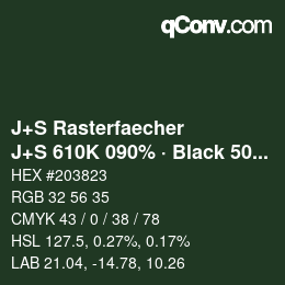 Farbcode: J+S Rasterfaecher - J+S 610K 090% · Black 50% | qconv.com