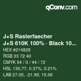 Farbcode: J+S Rasterfaecher - J+S 610K 100% · Black 10% | qconv.com