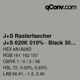 カラーコード: J+S Rasterfaecher - J+S 620K 010% · Black 30% | qconv.com