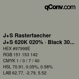 Farbcode: J+S Rasterfaecher - J+S 620K 020% · Black 30% | qconv.com