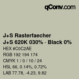 カラーコード: J+S Rasterfaecher - J+S 620K 030% · Black 0% | qconv.com